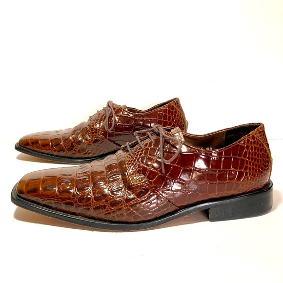 Stacy‎ Adams Men’s Brown Leather Embossed dress oxfords size 8 M - Picture 1 of 10